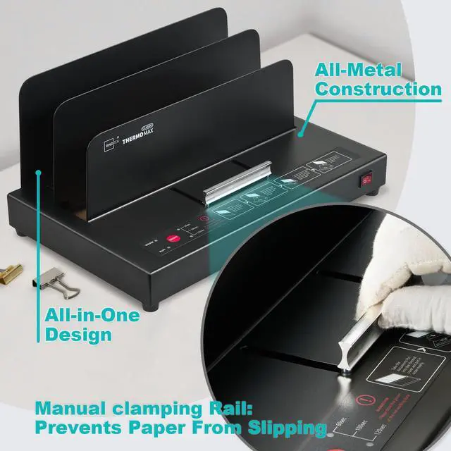 Alt view image 5 of 6 - Thermal Binding Machine, 500 Sheet Capacity, No Assembly Required | Universal Thermal Binding Machine, Medium Duty,110V Heating, for A4/A5/Letter Documents, with 30 Pcs Thermal Binding Covers
