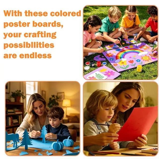 Alt view image 5 of 6 - 24 x 36 Large Poster Board, 30 Sheets Color Poster Boards, 6 Assorted Double-Sided Color Cardstock Paper, 92lb/250GSM Thickness Colored Poster Board Paper, for School Project, Crafts Etc