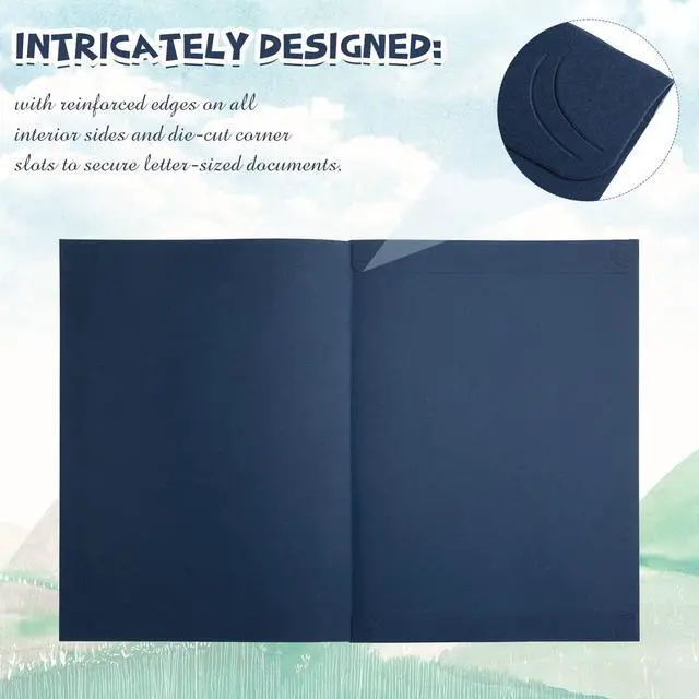 Alt view image 6 of 6 - 160 Pcs 8.5 x 11 Certificate Holders Diploma Holders Document Covers with Gold Foil Border Certificate Folders for Letter Size Diploma Graduation Documents Awards Cardstock (Navy Blue)