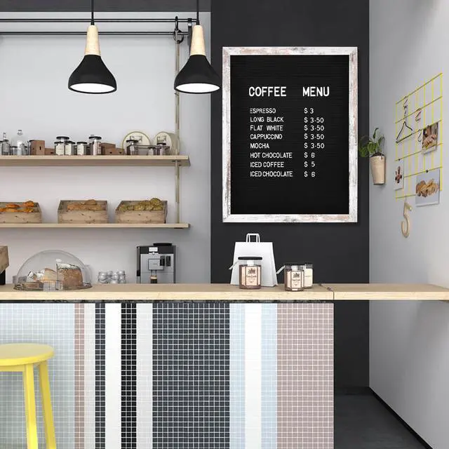 Alt view image 3 of 6 - Large Black Felt Letter Board, 24 x 30 inches Changeable Letter Board with Letters, Numbers & Symbols, Wood Frame Black Felt Menu Board for Restaurant(ZMB-6080-1P)