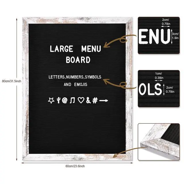 Alt view image 6 of 6 - Large Black Felt Letter Board, 24 x 30 inches Changeable Letter Board with Letters, Numbers & Symbols, Wood Frame Black Felt Menu Board for Restaurant(ZMB-6080-1P)