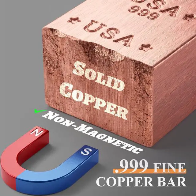 Alt view image 2 of 6 - 5 Lb Copper Bar.999 Pure Copper Bullion for Paperweight, Gift & Education | Solid, Heavy & Refined Copper Ingot - Desk Display, 7th Anniversary Wedding Gift for Him/Her with COA, Gift Box, Pouch