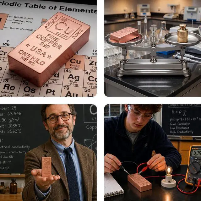 Alt view image 6 of 6 - 5 Lb Copper Bar.999 Pure Copper Bullion for Paperweight, Gift & Education | Solid, Heavy & Refined Copper Ingot - Desk Display, 7th Anniversary Wedding Gift for Him/Her with COA, Gift Box, Pouch