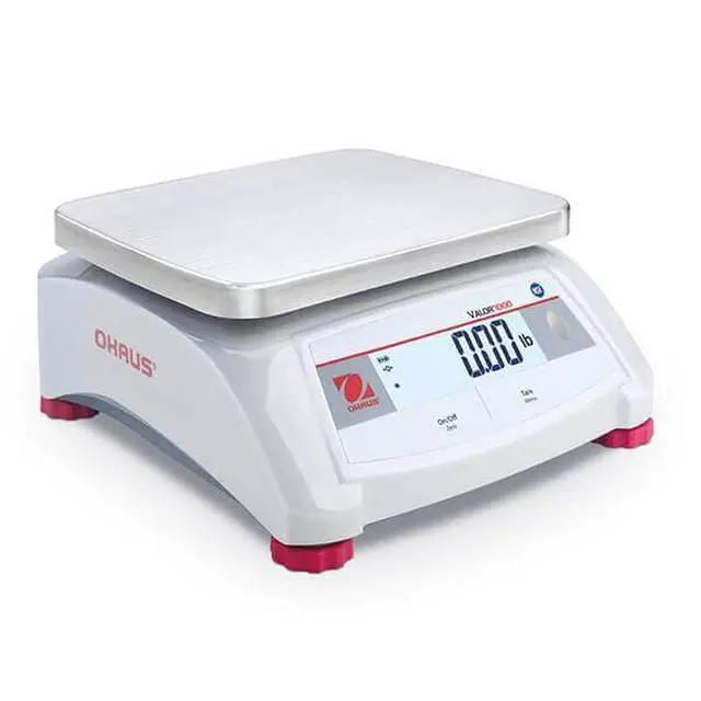 Alt view image 4 of 6 - Valor 1000 V12P15 Digital Scale, 15 kg x 2 g Compact Bench Scale with Backlit LCD Display, Two Button Operation, 1500 Hour Battery Operation, Stainless Steel Pan