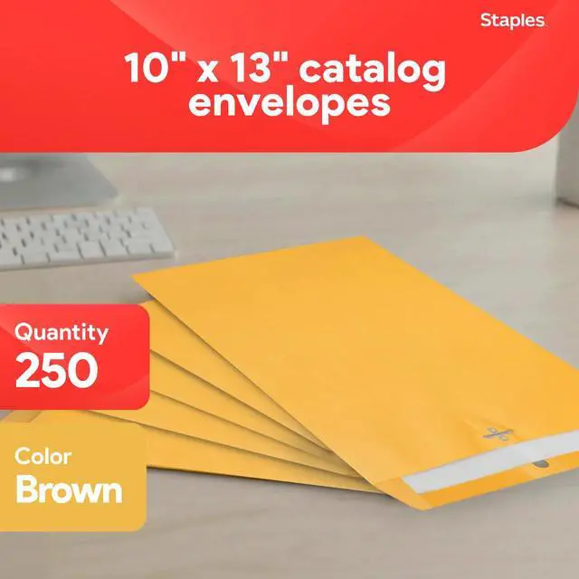 Alt view image 2 of 5 - 10 x 13 Kraft Clasp & Gummed Catalog Envelopes, Brown Manila, Strong Metal Clasp Closure, 250/Box
