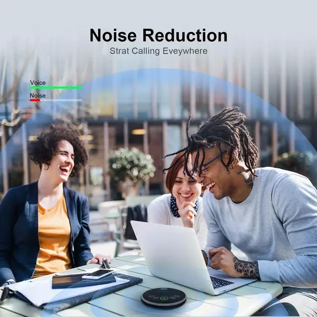 Alt view image 3 of 6 - Conference Speaker Microphone, Bluetooth/Dongle/USB Connectivity, 4 AI Noise Mics and 360° Sound Pickup,Compatible with Zoom, Teams, OBS, Supports 10-12 People for 8 Hours of Talk Time