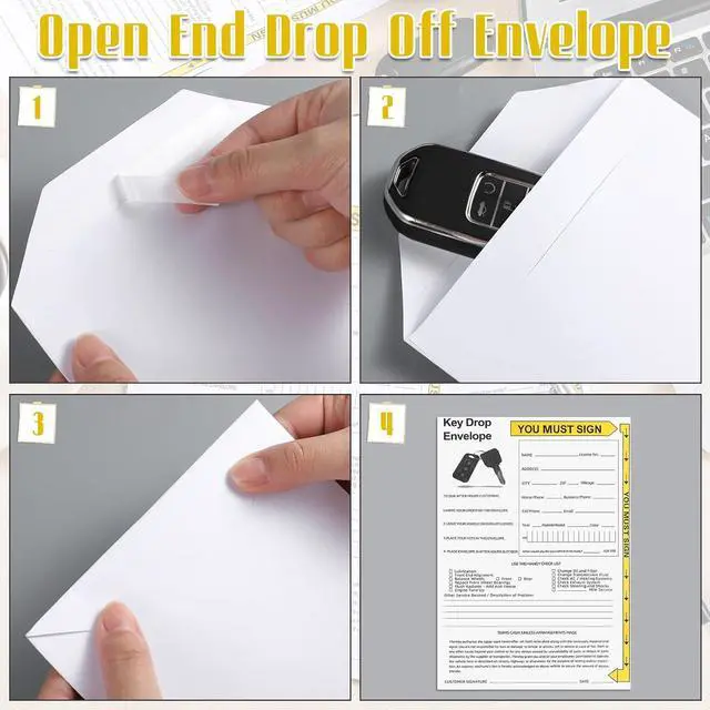 Alt view image 3 of 6 - 500 Pack Key Drop off Envelopes 6" x 9" Open End After Hours Key Envelopes Auto Shop Repair Service Keys Drop Envelope Drops Box Envelope for Overnight or Early Birds