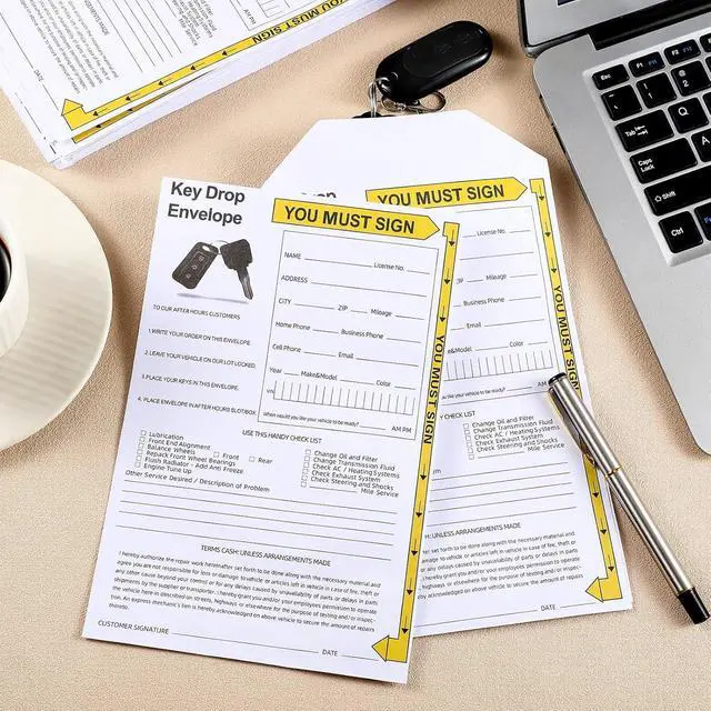 Alt view image 6 of 6 - 500 Pack Key Drop off Envelopes 6" x 9" Open End After Hours Key Envelopes Auto Shop Repair Service Keys Drop Envelope Drops Box Envelope for Overnight or Early Birds
