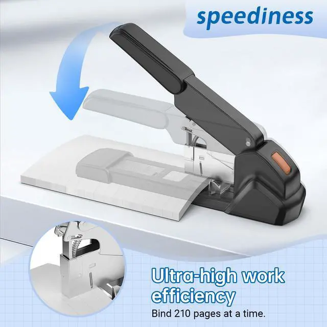 Alt view image 4 of 6 - New 240 Sheet Capacity Ergonomic Labor-Saving Heavy Duty Stapler, Metal Manual Stapler with 3000 Staples (23/08mm, 23/15mm, 23/24mm), High Capacity Anti-Jam, Suitable for Office, Home, Black