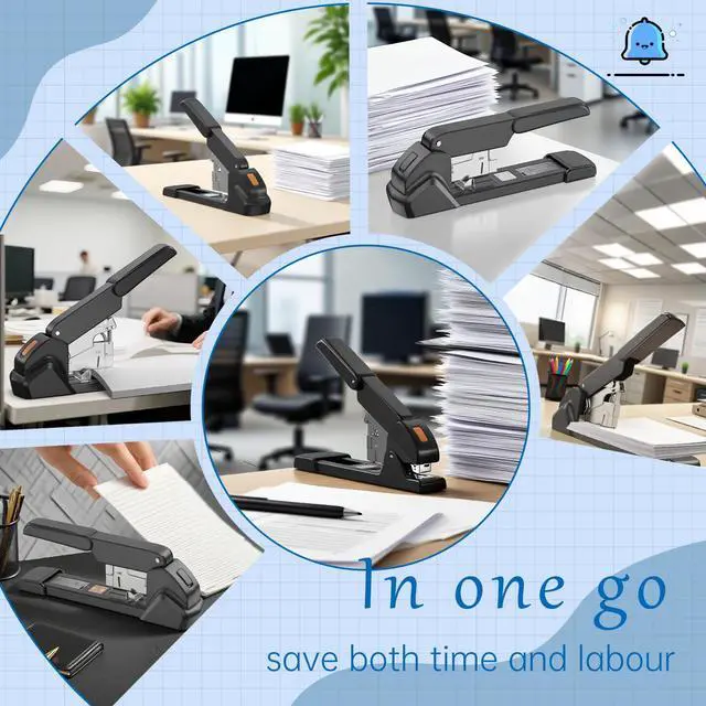 Alt view image 5 of 6 - New 240 Sheet Capacity Ergonomic Labor-Saving Heavy Duty Stapler, Metal Manual Stapler with 3000 Staples (23/08mm, 23/15mm, 23/24mm), High Capacity Anti-Jam, Suitable for Office, Home, Black