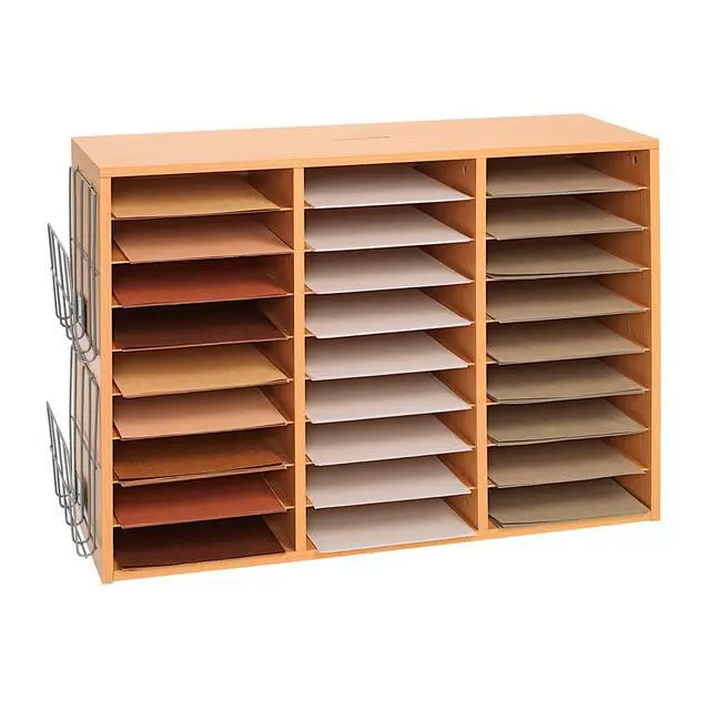 Alt view image 4 of 6 - Classroom Oak Mail Center with Wire Rack, 27 Slots | Office Mailboxes, Mail Sorter, Classroom Organization, Mailbox Organizer for Students & Teachers