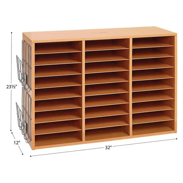 Alt view image 6 of 6 - Classroom Oak Mail Center with Wire Rack, 27 Slots | Office Mailboxes, Mail Sorter, Classroom Organization, Mailbox Organizer for Students & Teachers