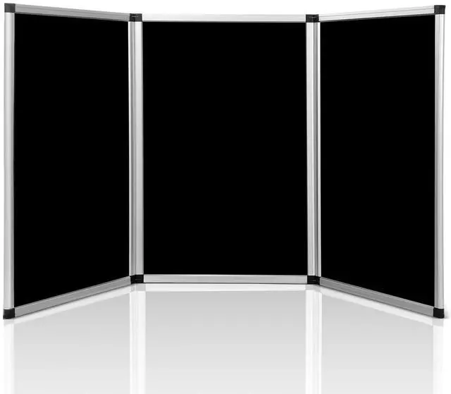 Main image of 3 Panel Trade Show Presentation Board, 72 x 35.3 inches Tri Fold Display Board, Black Single Sided Tabletop Display, Folding Panel for Trade Show Table Top