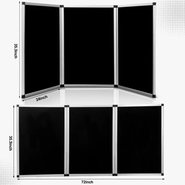 Alt view image 2 of 6 - 3 Panel Trade Show Presentation Board, 72 x 35.3 inches Tri Fold Display Board, Black Single Sided Tabletop Display, Folding Panel for Trade Show Table Top
