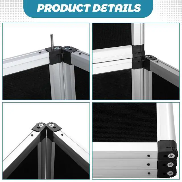 Alt view image 3 of 6 - 3 Panel Trade Show Presentation Board, 72 x 35.3 inches Tri Fold Display Board, Black Single Sided Tabletop Display, Folding Panel for Trade Show Table Top