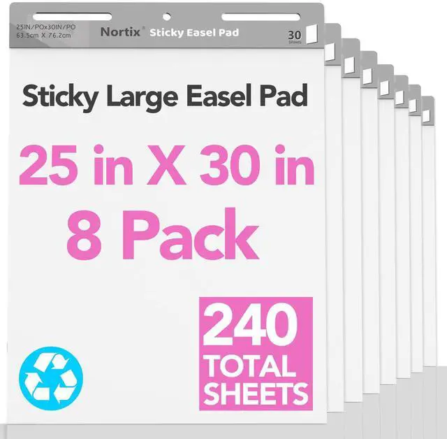 Main image of Flip Chart Paper, Sticky Easel Pads, Chart Paper for Teachers,Super Adhesive & Bleed-Resistant, Large Self-Stick Easel Paper for Classroom/Office, 25 x 30 inch, 30 Sheets/Pad, 8 Pads