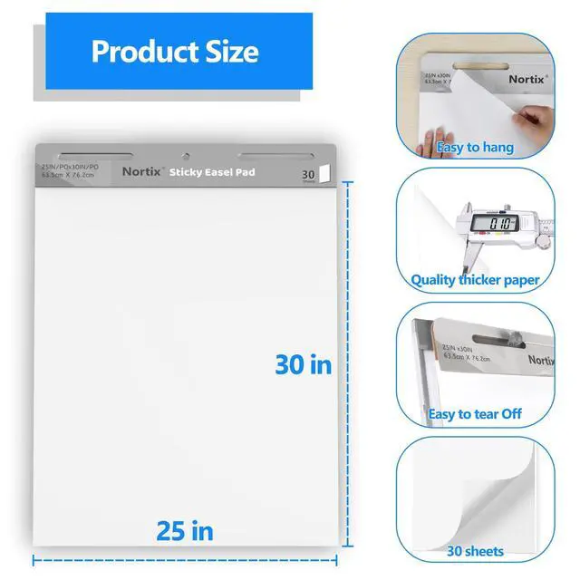 Alt view image 4 of 6 - Flip Chart Paper, Sticky Easel Pads, Chart Paper for Teachers,Super Adhesive & Bleed-Resistant, Large Self-Stick Easel Paper for Classroom/Office, 25 x 30 inch, 30 Sheets/Pad, 8 Pads