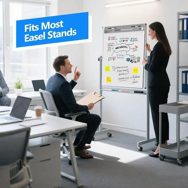 Alt view image 5 of 6 - Flip Chart Paper, Sticky Easel Pads, Chart Paper for Teachers,Super Adhesive & Bleed-Resistant, Large Self-Stick Easel Paper for Classroom/Office, 25 x 30 inch, 30 Sheets/Pad, 8 Pads