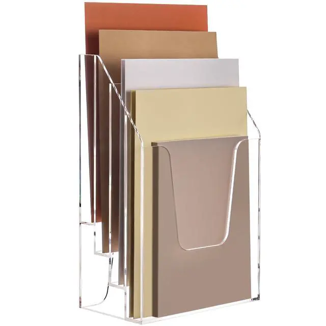 Main image of Vertical Triple File Folder Holder Organizer,Acrylic File Organizer, File Sorter Clear Crystal