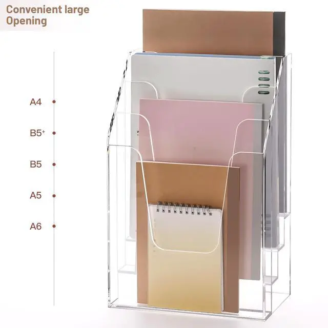Alt view image 2 of 6 - Vertical Triple File Folder Holder Organizer,Acrylic File Organizer, File Sorter Clear Crystal