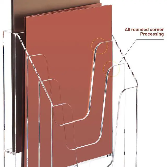 Alt view image 4 of 6 - Vertical Triple File Folder Holder Organizer,Acrylic File Organizer, File Sorter Clear Crystal