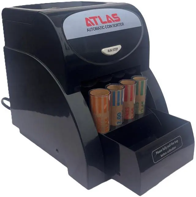 Main image of Automatic Coin Sorter (AC-1QS), Accurately Sorts 156 Coins per Minute, 200 Coin Hopper with Starter Assortment of Quarter, Penny, Nickel, Dime Preformed Coin Wrappers. | Quickly sort up to 3 rolls of