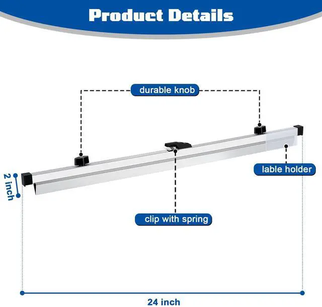 Alt view image 2 of 6 - 6 Pack 24" Blueprint File Hanging Clamps Blueprint File Clips with Label Holder Binding Strips Document Storage Tool for Drawing Arts Maps Poster Architectural Construction Plan Organization