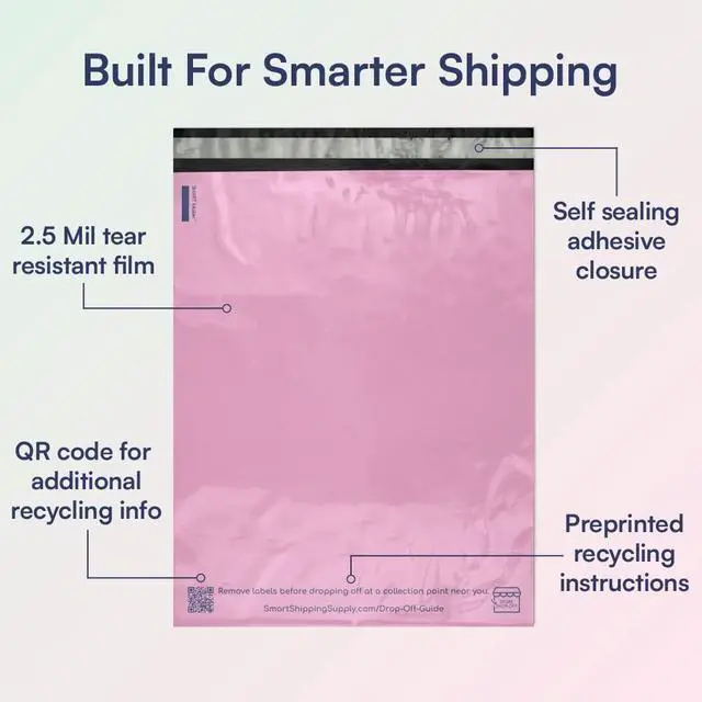 Alt view image 3 of 6 - 300 Count, 12x15.5 inch 100% Recycled Poly Mailers Eco Friendly Packaging Envelopes Supplies Mailing Bags 2.5 Mil Thick - SMART Mailer