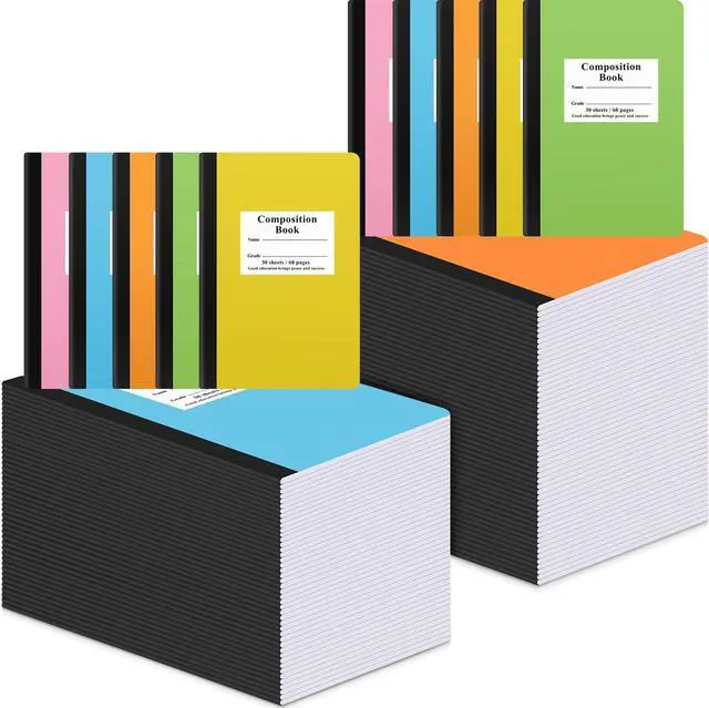 Main image of Composition Notebooks Bulk Wide Ruled Lined, 8.5 x 5.5 Inch, 30 Sheets/60 Pages, Back to School Supplies, First Day of School Notebooks for Teacher Student Office Supplies(100 Pack)