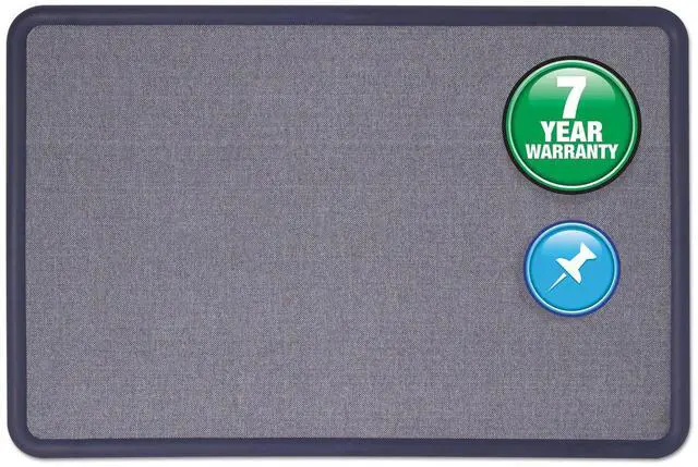 Main image of Bulletin Board, Fabric, 3 x 2 Feet, Office Bulletin Boards, Contour Navy Blue Plastic Frame (7693BE)