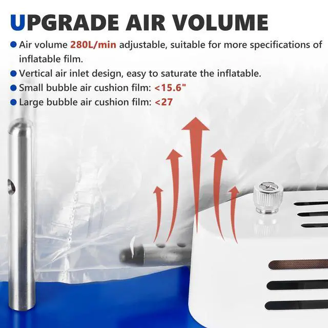 Alt view image 3 of 6 - 52ft/min High-Speed Bubble Wrap Machine - 280L/min Air Flow, Adjustable 4-27 Inch Air Cushion/Pillow Making Machine with 1 Test Film (110V)