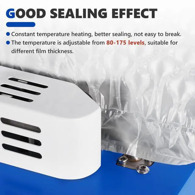 Alt view image 5 of 6 - 52ft/min High-Speed Bubble Wrap Machine - 280L/min Air Flow, Adjustable 4-27 Inch Air Cushion/Pillow Making Machine with 1 Test Film (110V)