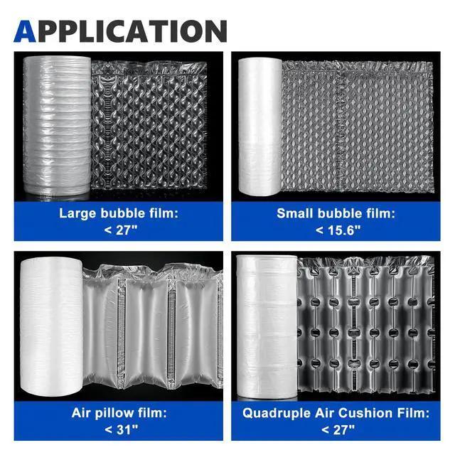 Alt view image 6 of 6 - 52ft/min High-Speed Bubble Wrap Machine - 280L/min Air Flow, Adjustable 4-27 Inch Air Cushion/Pillow Making Machine with 1 Test Film (110V)