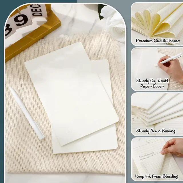 Alt view image 3 of 6 - 100 Pcs A5 Kraft Paper Notebooks Lined Journal Bulk 8.3 x 5.5 Inches Composition Notebooks Cover Diary 60 Pages Notepad for Travel Student School Office Supplies (White)