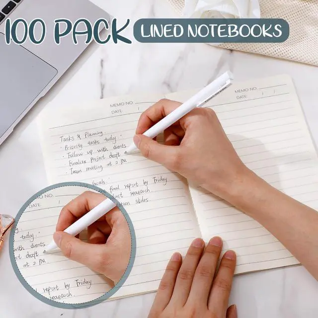 Alt view image 4 of 6 - 100 Pcs A5 Kraft Paper Notebooks Lined Journal Bulk 8.3 x 5.5 Inches Composition Notebooks Cover Diary 60 Pages Notepad for Travel Student School Office Supplies (White)