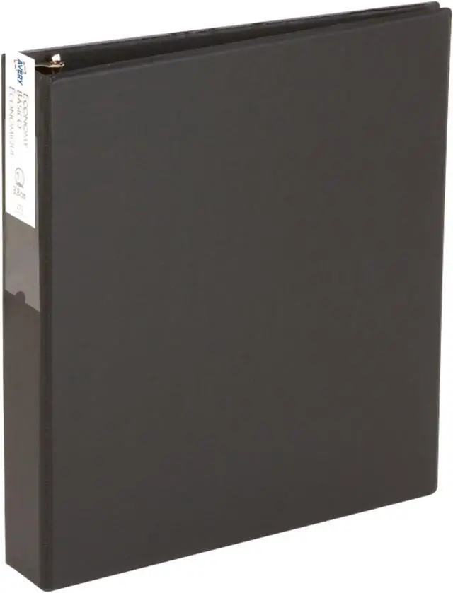 Main image of Economy 3 Ring Binder, 1.5" Round Rings, Label Holder, 1 Black Binder (04401) (Pack of 12)