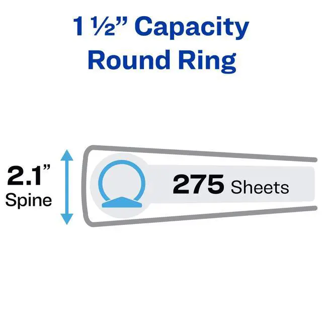 Alt view image 2 of 6 - Economy 3 Ring Binder, 1.5" Round Rings, Label Holder, 1 Black Binder (04401) (Pack of 12)