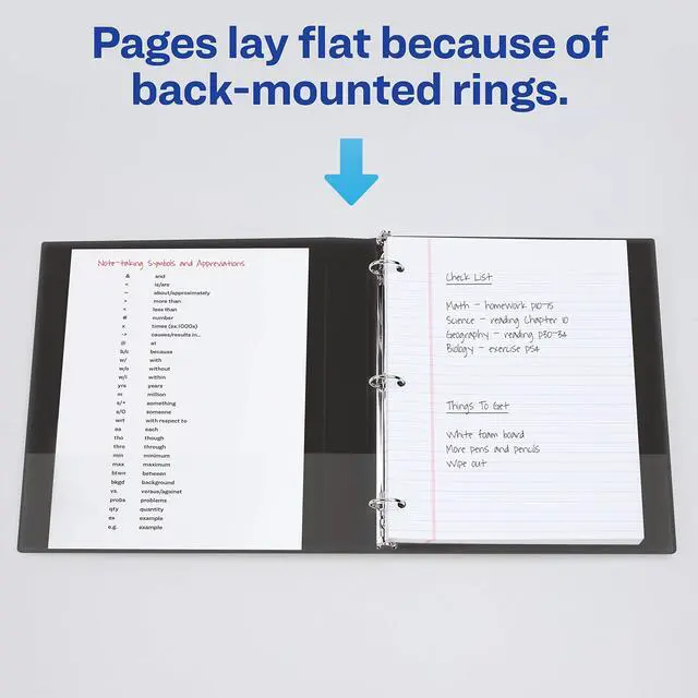 Alt view image 5 of 6 - Economy 3 Ring Binder, 1.5" Round Rings, Label Holder, 1 Black Binder (04401) (Pack of 12)