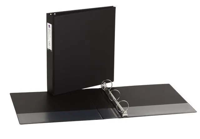 Alt view image 6 of 6 - Economy 3 Ring Binder, 1.5" Round Rings, Label Holder, 1 Black Binder (04401) (Pack of 12)