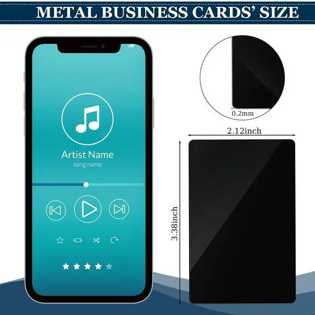 Alt view image 2 of 6 - 1000 Pcs Metal Business Cards Bulk 0.2 mm Thick Blank Business Cards 3.4 x 2.1 Inch Black Aluminum Engraving Blanks Aluminum Custom Blanks for Office Customer DIY Christmas Gift