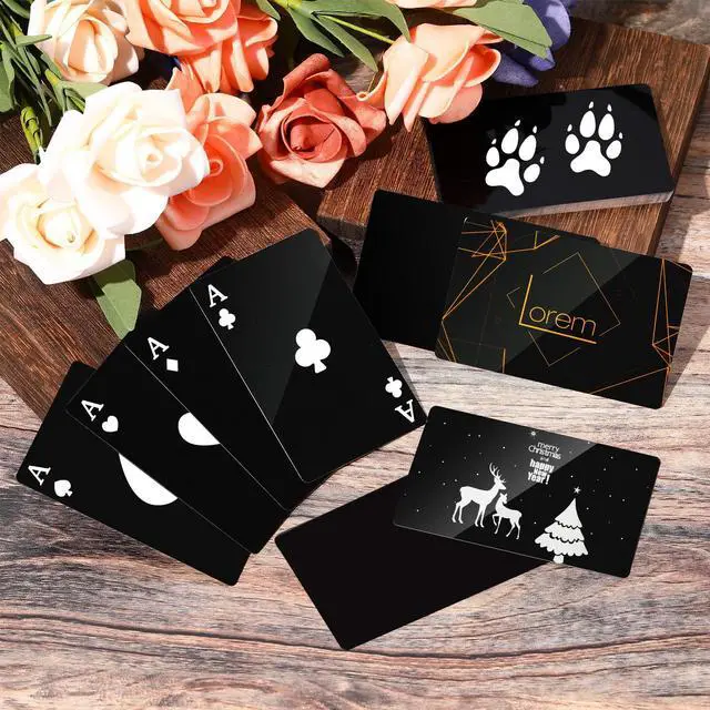 Alt view image 3 of 6 - 1000 Pcs Metal Business Cards Bulk 0.2 mm Thick Blank Business Cards 3.4 x 2.1 Inch Black Aluminum Engraving Blanks Aluminum Custom Blanks for Office Customer DIY Christmas Gift