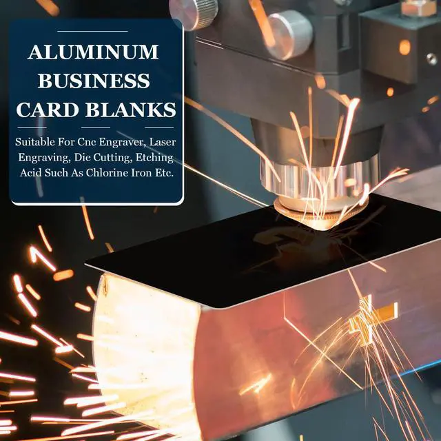 Alt view image 6 of 6 - 1000 Pcs Metal Business Cards Bulk 0.2 mm Thick Blank Business Cards 3.4 x 2.1 Inch Black Aluminum Engraving Blanks Aluminum Custom Blanks for Office Customer DIY Christmas Gift
