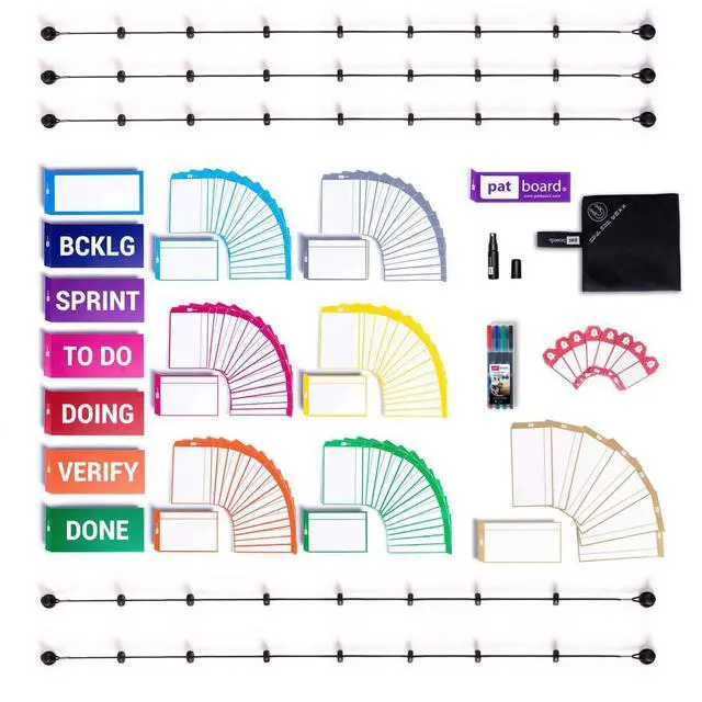 Alt view image 2 of 6 - Kanban Board and Scrum Board Full Toolset with 137 Scrum Cards for Whiteboard Agile Kit, Agile Board, Kanban Board Kit Scrum Tools, Project Management Tools