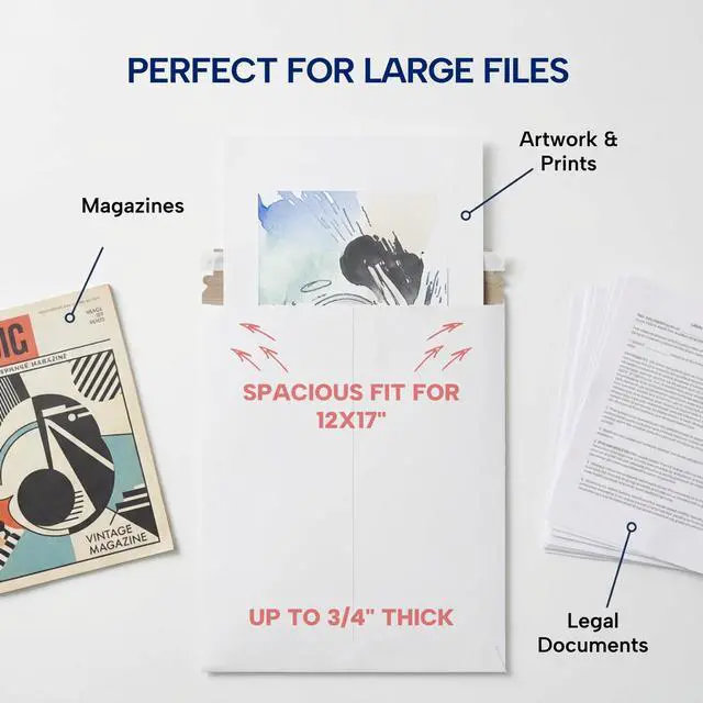 Alt view image 3 of 6 - Rigid Mailers 13" x 18" (100-Pack) - Cardboard Mailer Envelopes for Posters, Photos, Presentation Materials - Stay Flat