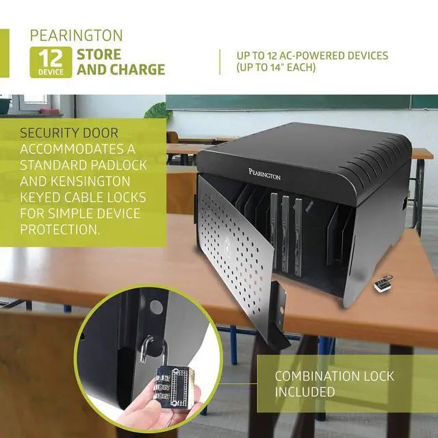 Alt view image 3 of 6 - 12 Device Portable Charging Station for Tablets, iPads, Chromebooks, and Laptop Computers with Lock, Surge Protection, for Classroom or Office