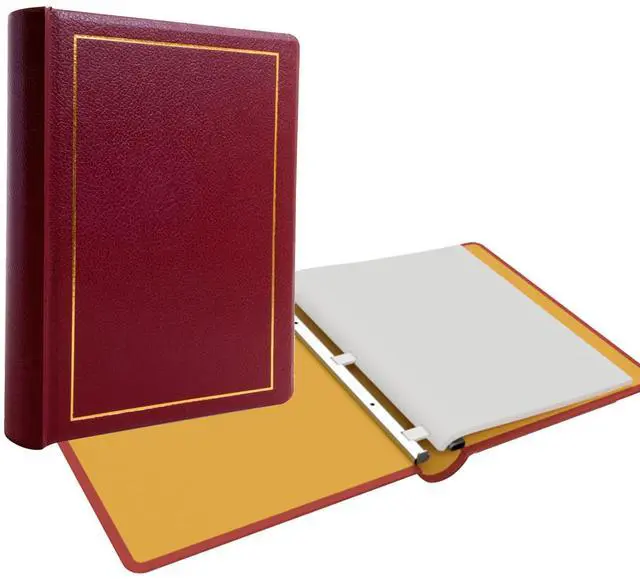 Main image of Corporate Minute and Records Book Binder, Maroon Leather w/Gold-Tooled Covers and Spines, Letter Size 8.5 x 11 Inches, 125 Pages/250 Sheet Capacity, 100 Minute Book Paper Included