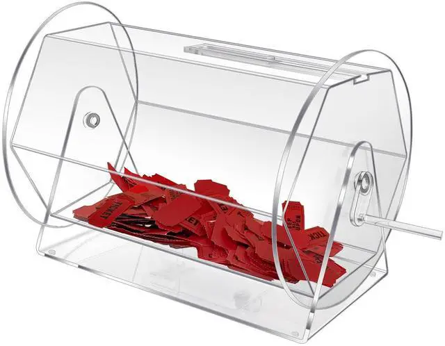 Main image of Acrylic Raffle Drum with Handle, Clear Raffle Ticket Drum Spinner Cage, Transparent Raffle Ticket Box for Lottery Games, Bingo, Raffle Balls