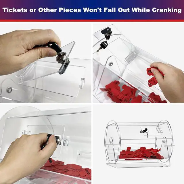 Alt view image 6 of 6 - Acrylic Raffle Drum with Handle, Clear Raffle Ticket Drum Spinner Cage, Transparent Raffle Ticket Box for Lottery Games, Bingo, Raffle Balls