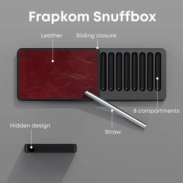 Alt view image 2 of 6 - 8 Compartment Organize Box with Built in Alloy Straw, Red Black Storage Box, 3.15 x 2 x 0.32 Inches