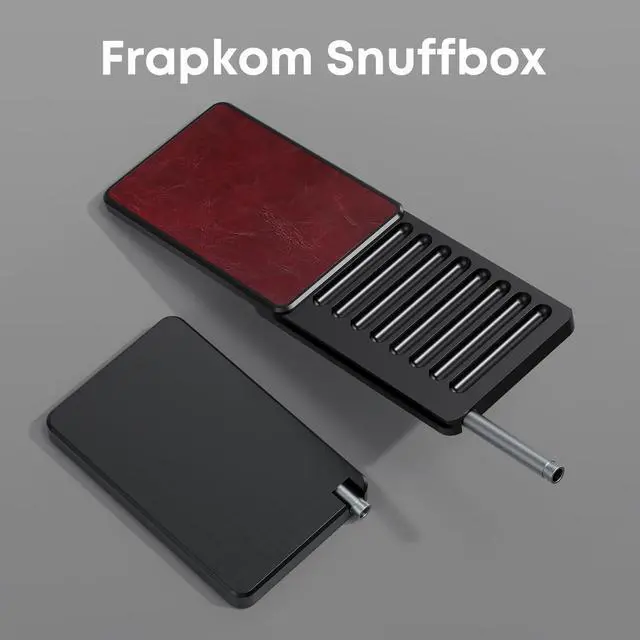Alt view image 4 of 6 - 8 Compartment Organize Box with Built in Alloy Straw, Red Black Storage Box, 3.15 x 2 x 0.32 Inches